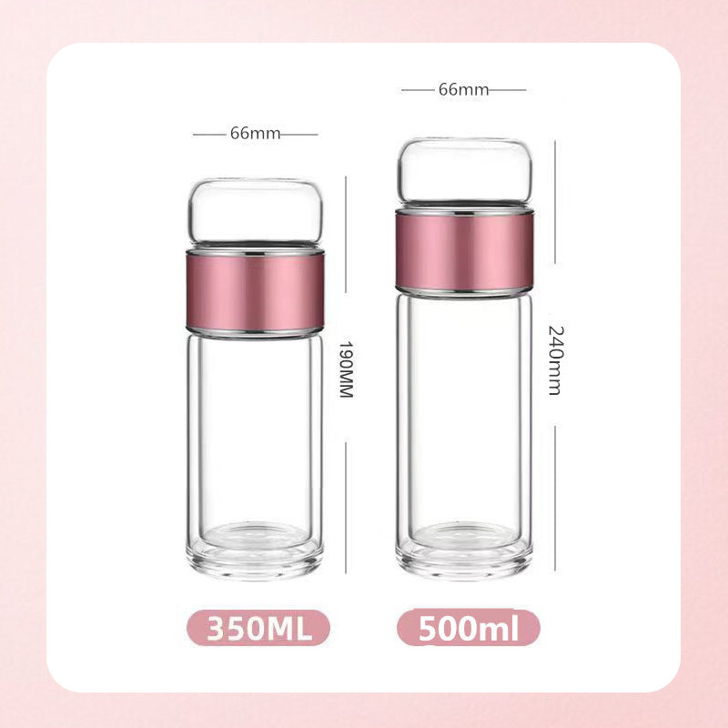 Premium Double Wall Tea & Water Separation Glass Bottle