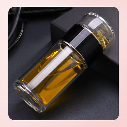 Premium Double Wall Tea & Water Separation Glass Bottle