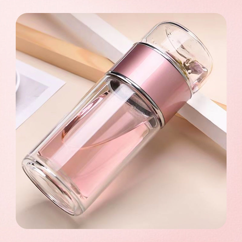 Premium Double Wall Tea & Water Separation Glass Bottle