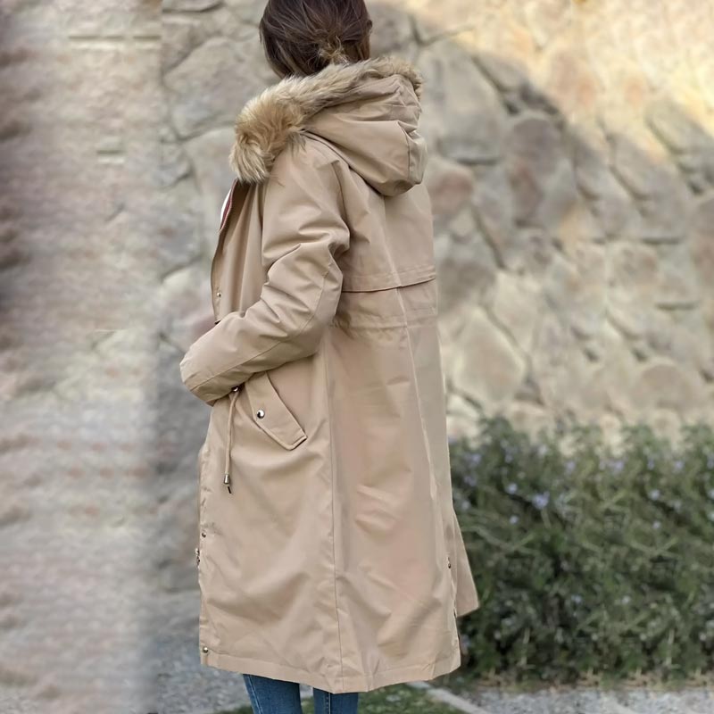 Women's Winter Hooded Furry Collar Casual Parka Coat