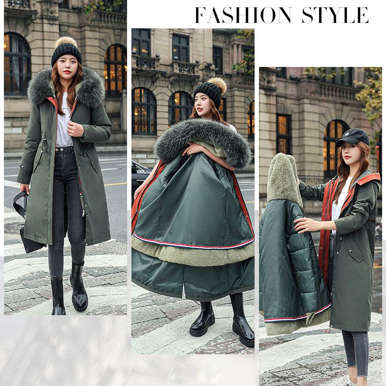 Women's Winter Hooded Furry Collar Casual Parka Coat