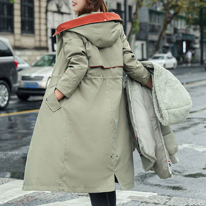 Women's Winter Hooded Furry Collar Casual Parka Coat