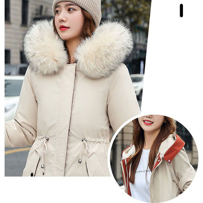 Women's Winter Hooded Furry Collar Casual Parka Coat