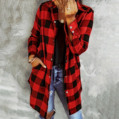 🔥Big Sale 50% OFF🔥Women’s Plaid Longline Shirt Jacket