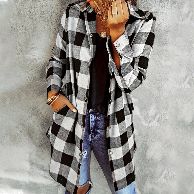 🔥Big Sale 50% OFF🔥Women’s Plaid Longline Shirt Jacket