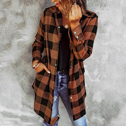 🔥Big Sale 50% OFF🔥Women’s Plaid Longline Shirt Jacket