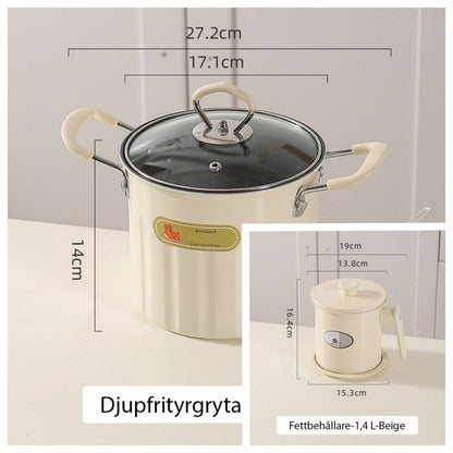 Multifunctional deep fryer and grease container with strainer