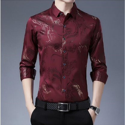 Men's Printed Lightweight Business Casual Shirt