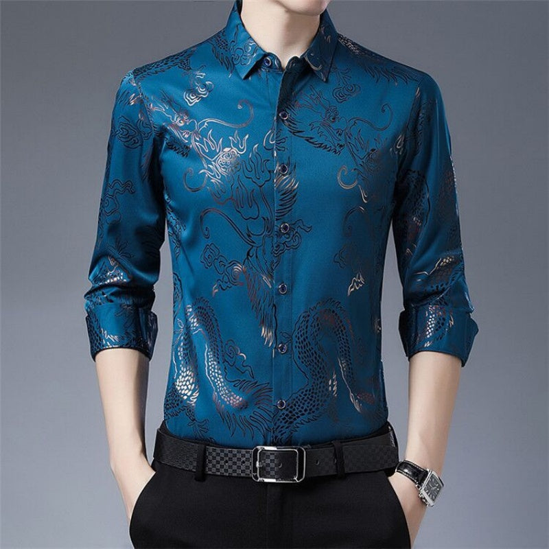 Men's Printed Lightweight Business Casual Shirt