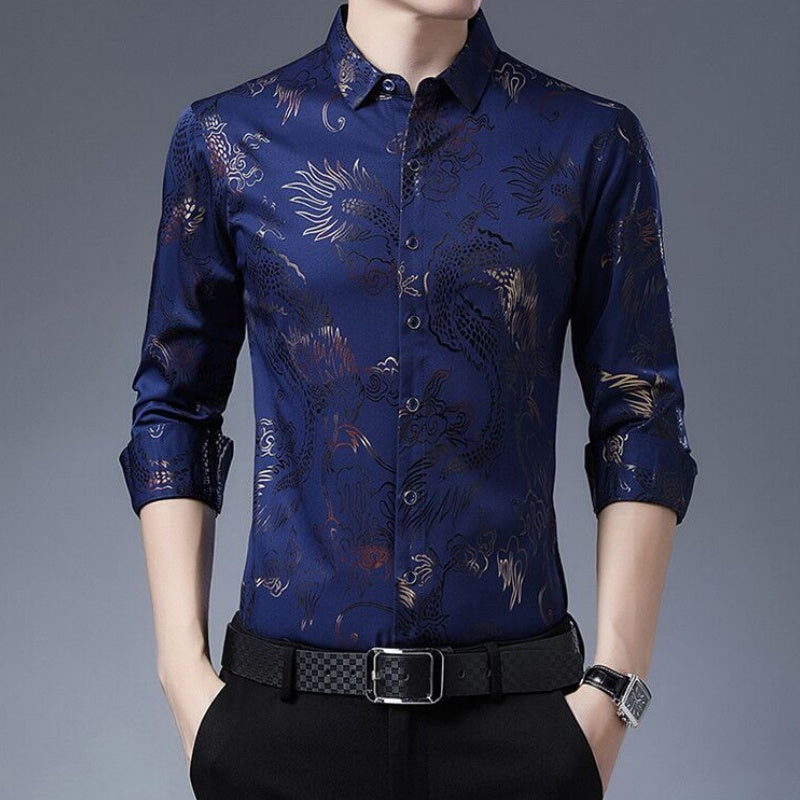 Men's Printed Lightweight Business Casual Shirt