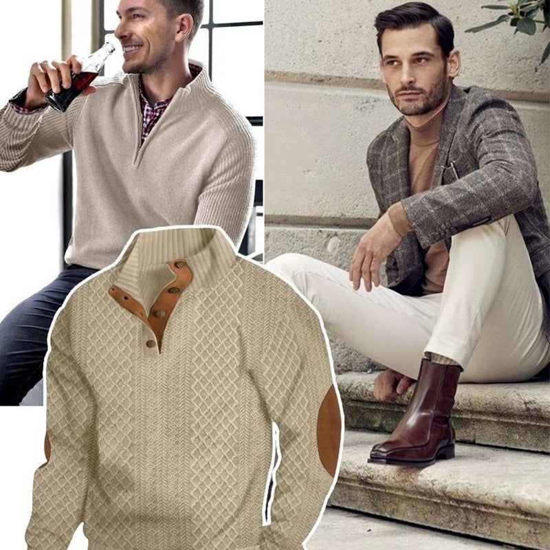 🎅Xmas Sales - 50% OFF🎄Men's Casual Long Sleeve Pullover with Elbow Patches