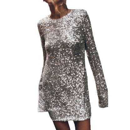 Women’s Elegant Long-Sleeve Sequin Dress