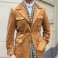 Men's Faux Leather Blazer Jacket with Pockets