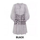 Seven-Quarter Sleeve Printed Patchwork Dress