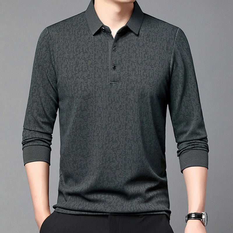 Men's Business Casual Lapel Long Sleeve T-Shirt