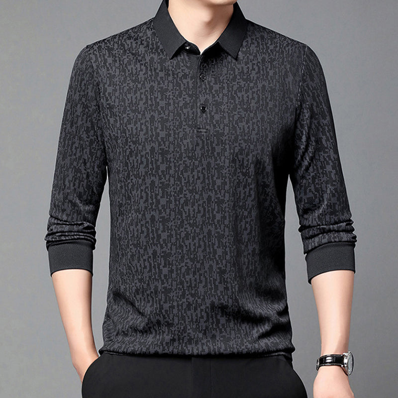 Men's Business Casual Lapel Long Sleeve T-Shirt