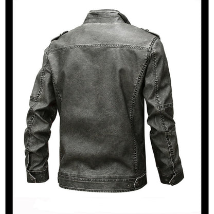 Men's PU Leather Warm Jacket with Pockets