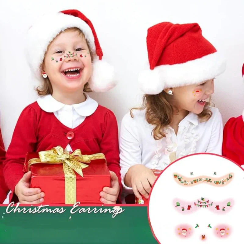 12 Sheets Christmas Temporary Face Tattoos for Kids