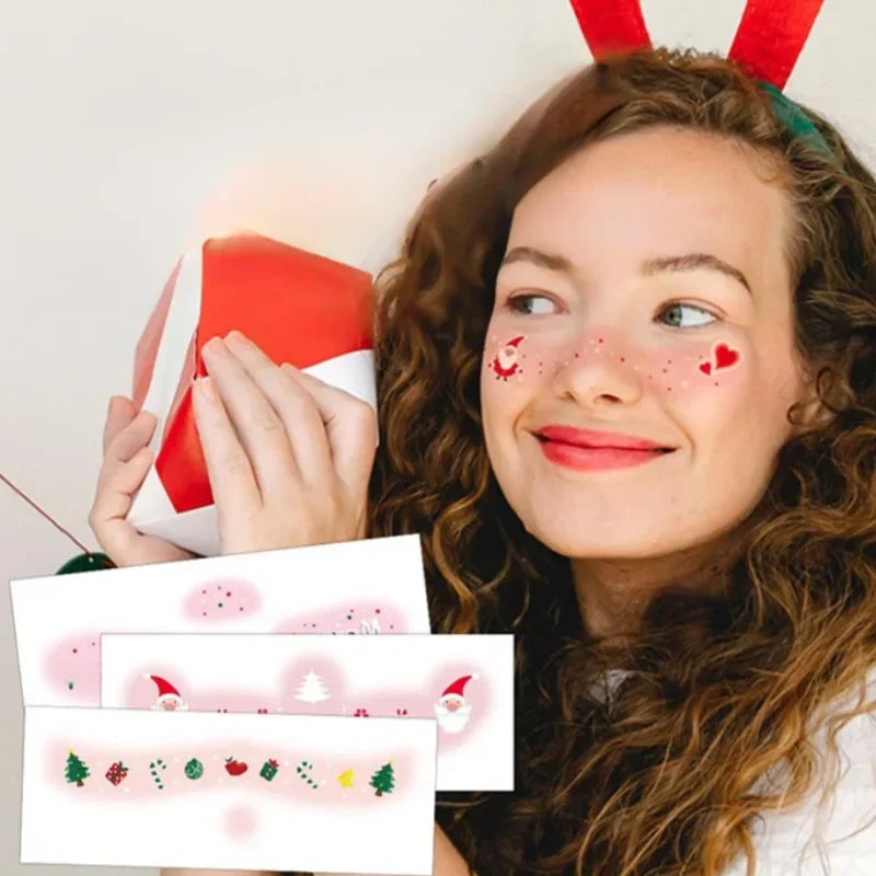 12 Sheets Christmas Temporary Face Tattoos for Kids