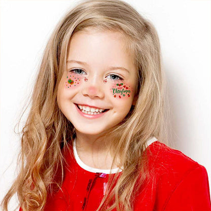 12 Sheets Christmas Temporary Face Tattoos for Kids