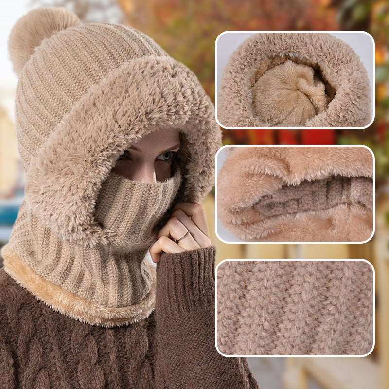 ✨Winter Offer💖Women's Winter One-Piece Knitted Beanie Scarf Mask