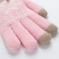 Warm Touchscreen Knit Gloves with Reindeer and Snowflake Pattern