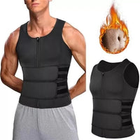 🔥Body shaping sauna vest with waist trainer and double belt for men