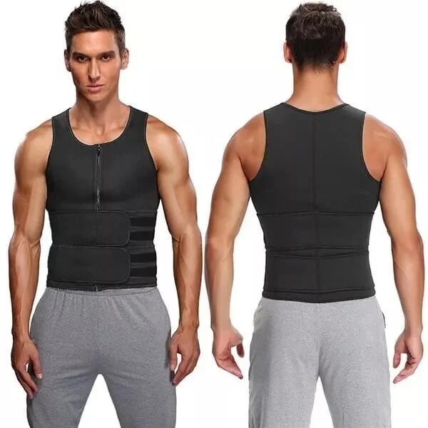 🔥Body shaping sauna vest with waist trainer and double belt for men