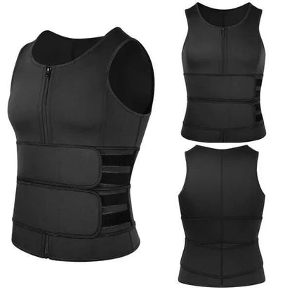 🔥Body shaping sauna vest with waist trainer and double belt for men