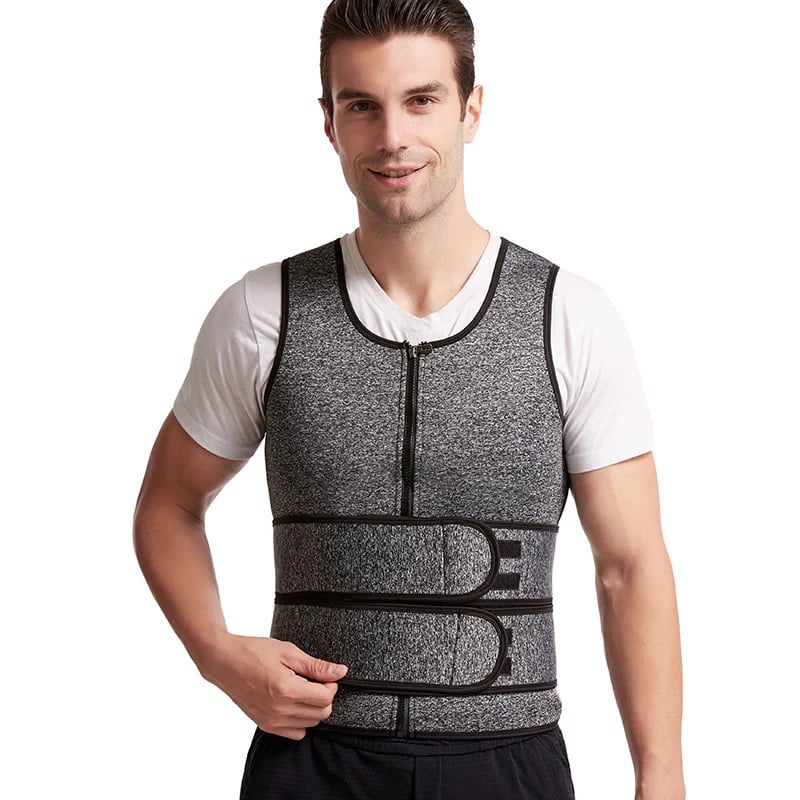 🔥Body shaping sauna vest with waist trainer and double belt for men