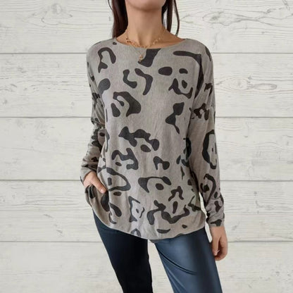 Italian Animal Print Long-sleeve T-shirt for Women