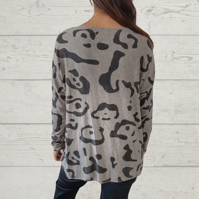 Italian Animal Print Long-sleeve T-shirt for Women