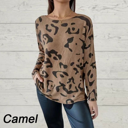 Italian Animal Print Long-sleeve T-shirt for Women