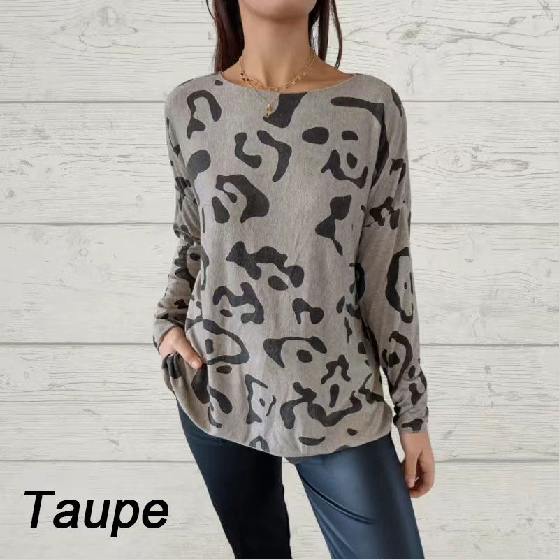 Italian Animal Print Long-sleeve T-shirt for Women