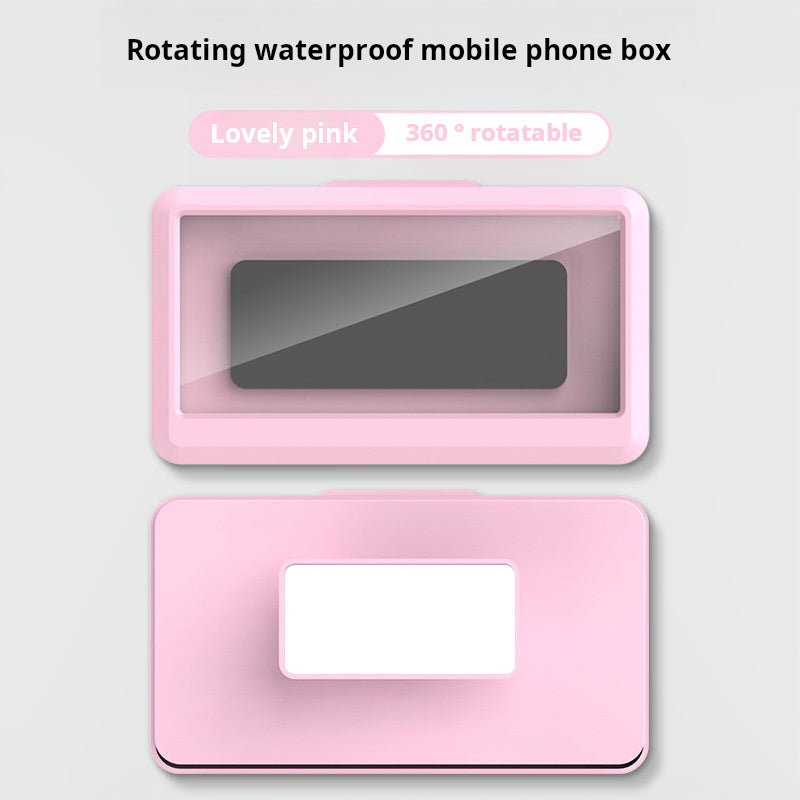 Bathroom waterproof and fog-proof mobile phone box, punch-free wall-mounted mobile phone holder, drama-watching tool, rotatable kitchen waterproof box