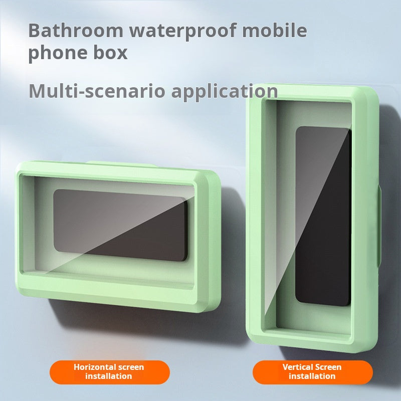 Bathroom waterproof and fog-proof mobile phone box, punch-free wall-mounted mobile phone holder, drama-watching tool, rotatable kitchen waterproof box