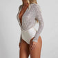 Women's Glamour Deep V-Neck Sequined Bodysuit