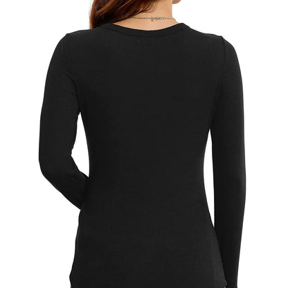 ✨NEW YEAR SALE🤩Women’s Solid Round-Neck Long-Sleeve Slim Fit Tops