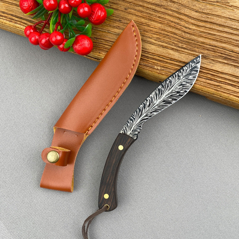 Sharp Feather Pattern Stainless Steel Knife