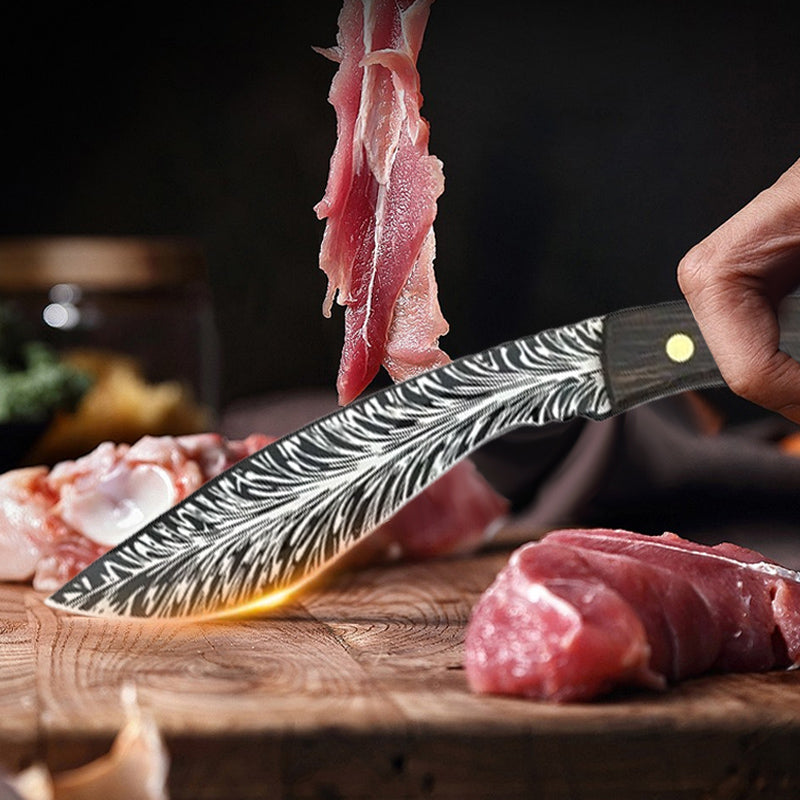 Sharp Feather Pattern Stainless Steel Knife