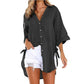 Women's Loose Fit Tie Asymmetrical Shirt