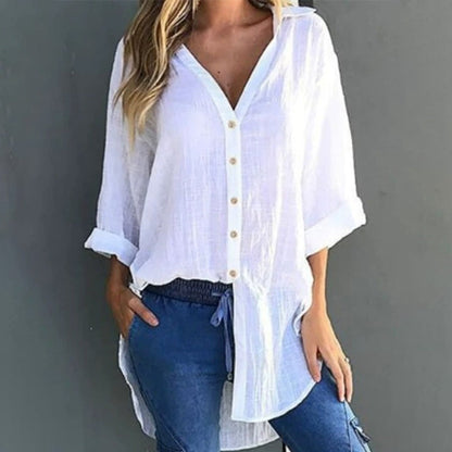 Women's Loose Fit Tie Asymmetrical Shirt