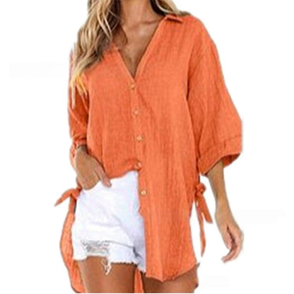 Women's Loose Fit Tie Asymmetrical Shirt