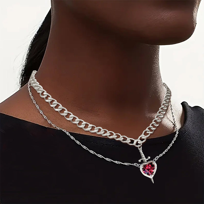 🔥New Year Hot Sale🔥Heart & Sword Couples Necklace