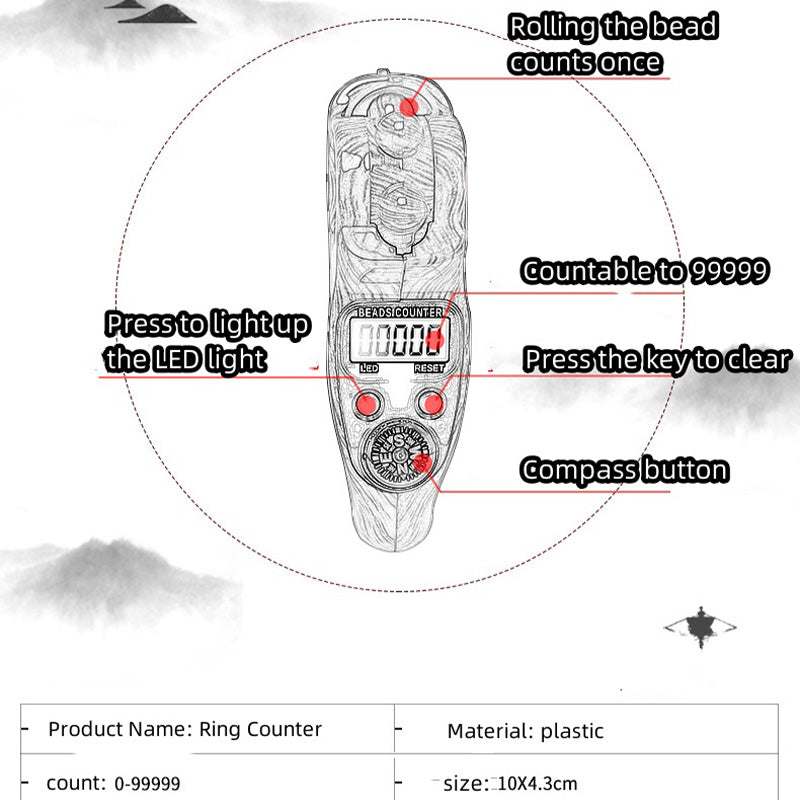 [Creative Gift] Decompression Handheld Rolling Beads Ring LED Electronic Counter