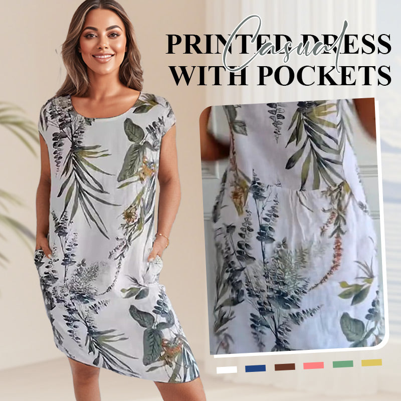 Casual Printed Dress with Pockets