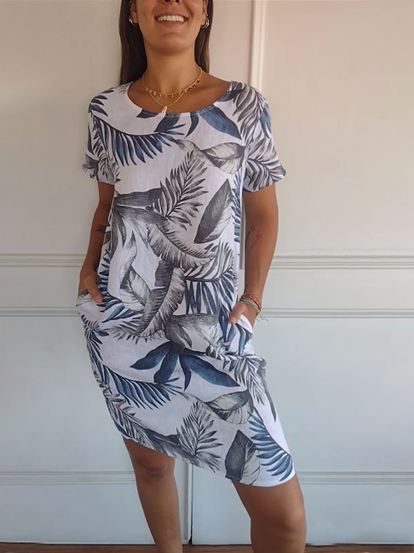 Casual Printed Dress with Pockets