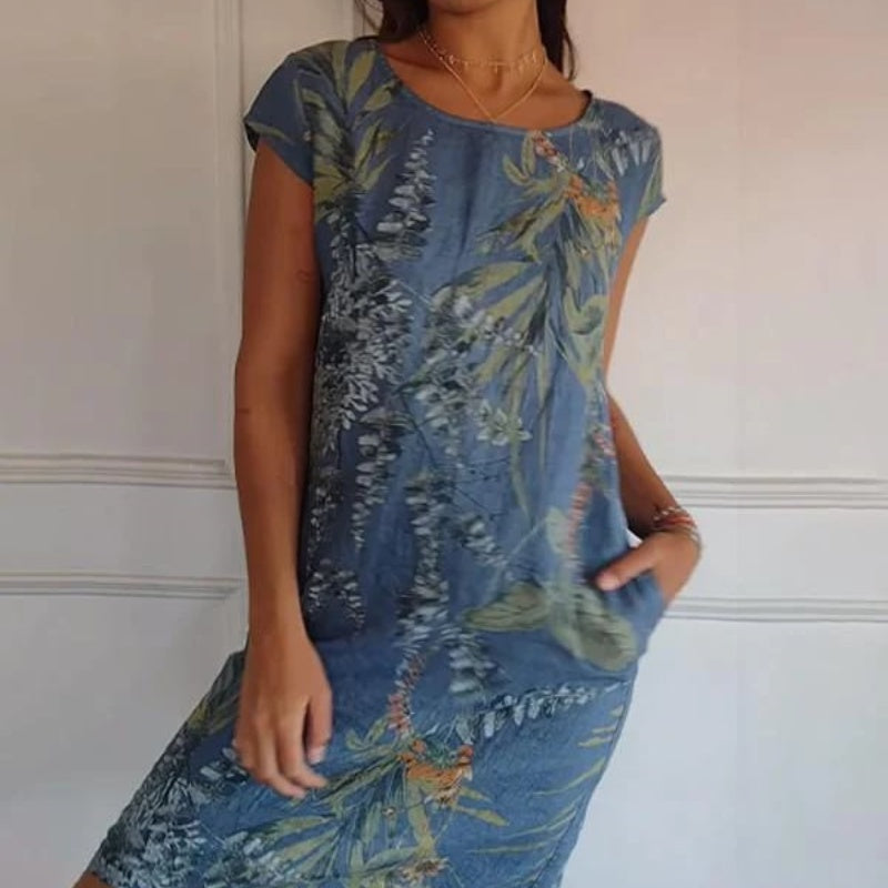 Casual Printed Dress with Pockets