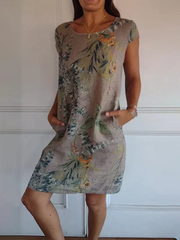 Casual Printed Dress with Pockets