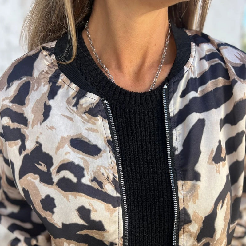 ⏳Time-limited Special⏰Women's Zebra Print Zipper Bomber Jacket